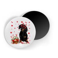 Cute Dachshund Dog Valentines Day Gifts Puppy Heart Flowers Magnet