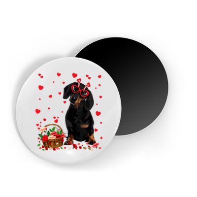 Cute Dachshund Dog Valentines Day Gifts Puppy Heart Flowers Magnet