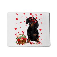 Cute Dachshund Dog Valentines Day Gifts Puppy Heart Flowers Mousepad