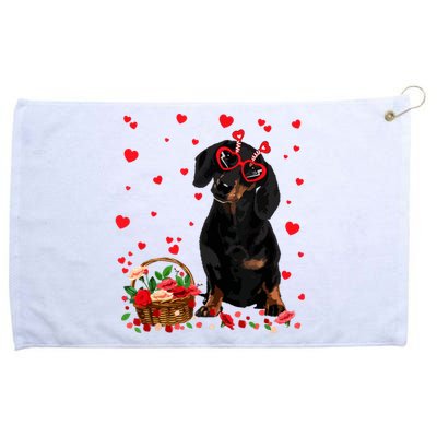 Cute Dachshund Dog Valentines Day Gifts Puppy Heart Flowers Grommeted Golf Towel