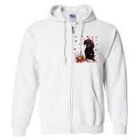 Cute Dachshund Dog Valentines Day Gifts Puppy Heart Flowers Full Zip Hoodie