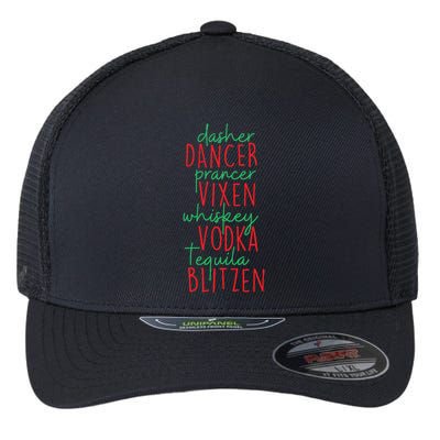 Christmas Dasher Dancer Prancer Vixen Whiskey Vodka Flexfit Unipanel Trucker Cap