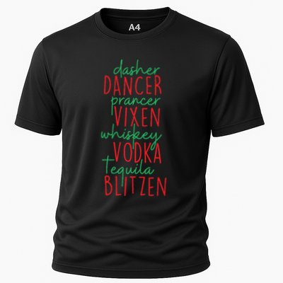 Christmas Dasher Dancer Prancer Vixen Whiskey Vodka Performance Shirt