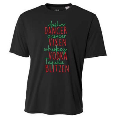 Christmas Dasher Dancer Prancer Vixen Whiskey Vodka Cooling Performance Crew T-Shirt