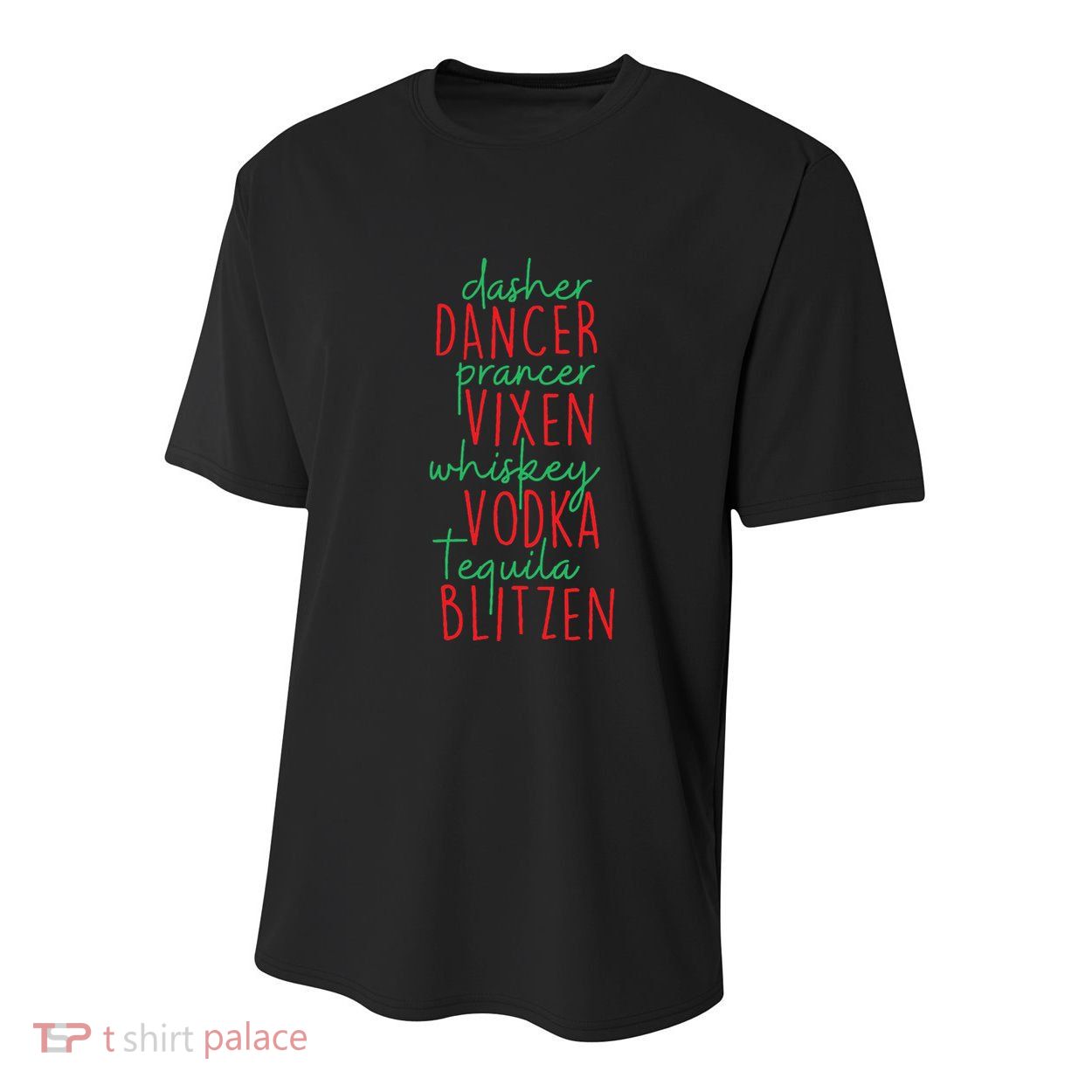 Christmas Dasher Dancer Prancer Vixen Whiskey Vodka Youth Performance Sprint T-Shirt