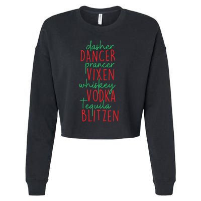 Christmas Dasher Dancer Prancer Vixen Whiskey Vodka Cropped Pullover Crew