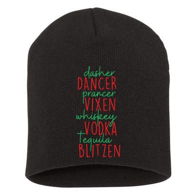 Christmas Dasher Dancer Prancer Vixen Whiskey Vodka Short Acrylic Beanie