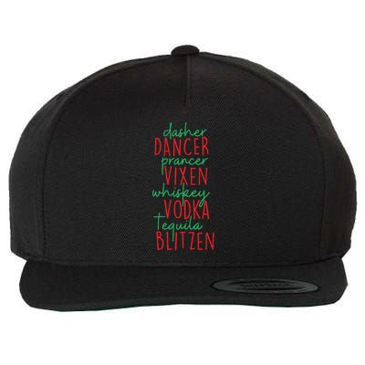 Christmas Dasher Dancer Prancer Vixen Whiskey Vodka Wool Snapback Cap