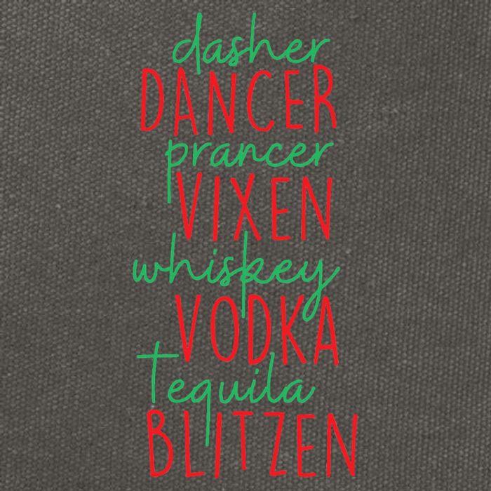 Christmas Dasher Dancer Prancer Vixen Whiskey Vodka Cotton Canvas Backpack