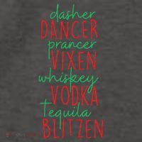 Christmas Dasher Dancer Prancer Vixen Whiskey Vodka Vector Backpack