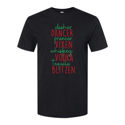 Christmas Dasher Dancer Prancer Vixen Whiskey Vodka Softstyle CVC T-Shirt