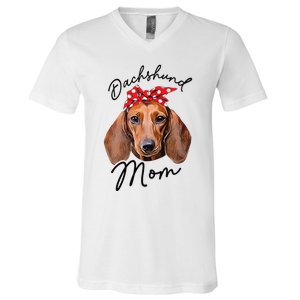 Cute Dachshund Doxie Wiener Dog Mom V-Neck T-Shirt