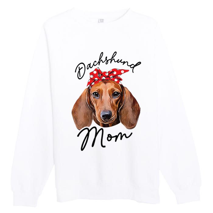 Cute Dachshund Doxie Wiener Dog Mom Premium Crewneck Sweatshirt