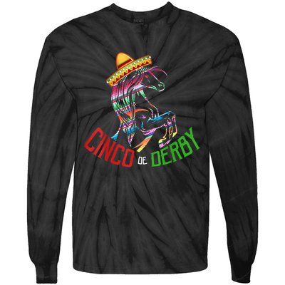 Cinco De Derby Mayo Sombrero Horse Race Kentucky Party Tie-Dye Long Sleeve Shirt