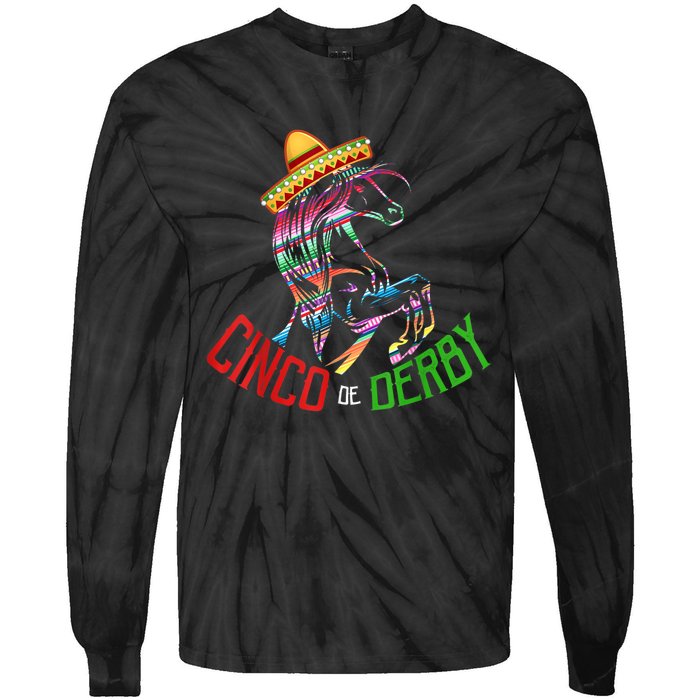 Cinco De Derby Mayo Sombrero Horse Race Kentucky Party Tie-Dye Long Sleeve Shirt