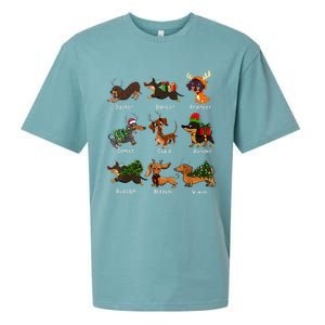 Christmas Deer Dachshund Custom Dog Name Santa Hat Xmas Tree Sueded Cloud Jersey T-Shirt