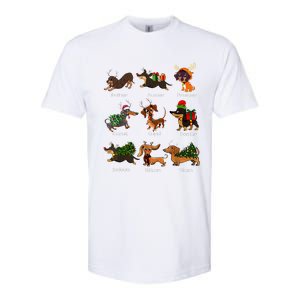 Christmas Deer Dachshund Custom Dog Name Santa Hat Xmas Tree Softstyle CVC T-Shirt