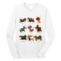 Christmas Deer Dachshund Custom Dog Name Santa Hat Xmas Tree Long Sleeve Shirt