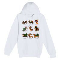 Christmas Deer Dachshund Custom Dog Name Santa Hat Xmas Tree Premium Pullover Hoodie