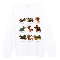 Christmas Deer Dachshund Custom Dog Name Santa Hat Xmas Tree Premium Crewneck Sweatshirt