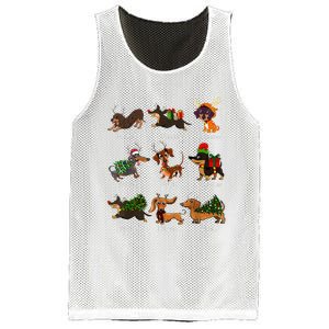 Christmas Deer Dachshund Custom Dog Name Santa Hat Xmas Tree Mesh Reversible Basketball Jersey Tank