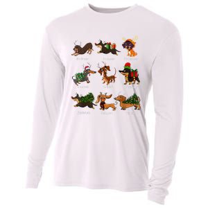 Christmas Deer Dachshund Custom Dog Name Santa Hat Xmas Tree Cooling Performance Long Sleeve Crew