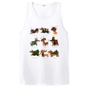 Christmas Deer Dachshund Custom Dog Name Santa Hat Xmas Tree PosiCharge Competitor Tank