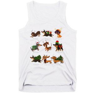 Christmas Deer Dachshund Custom Dog Name Santa Hat Xmas Tree Tank Top