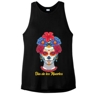 Celebrating Dia De Los Muertos Day Of The Day Ladies PosiCharge Tri-Blend Wicking Tank