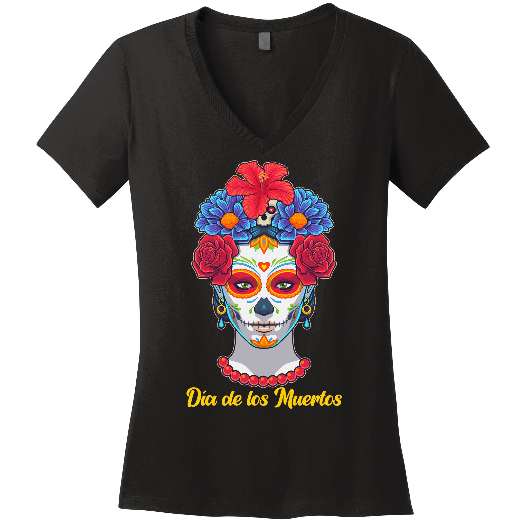 Celebrating Dia De Los Muertos Day Of The Day Women's V-Neck T-Shirt