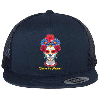 Celebrating Dia De Los Muertos Day Of The Day Flat Bill Trucker Hat