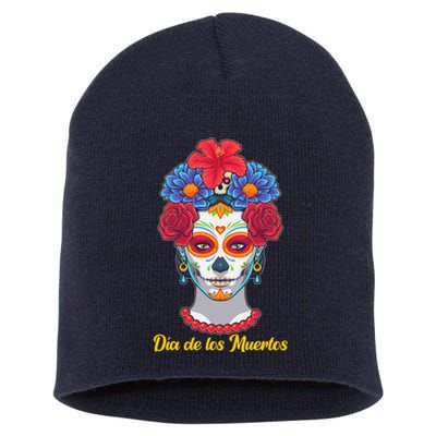 Celebrating Dia De Los Muertos Day Of The Day Short Acrylic Beanie