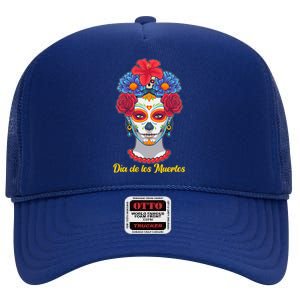 Celebrating Dia De Los Muertos Day Of The Day High Crown Mesh Back Trucker Hat