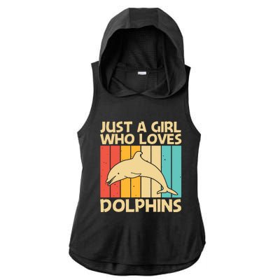 Cool Dolphin Design For Ocean Animal Dolphin Lover Ladies PosiCharge Tri-Blend Wicking Draft Hoodie Tank