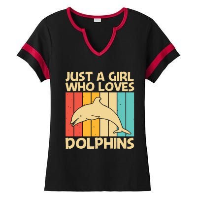 Cool Dolphin Design For Ocean Animal Dolphin Lover Ladies Halftime Notch Neck Tee