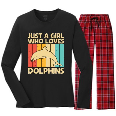 Cool Dolphin Design For Ocean Animal Dolphin Lover Women's Long Sleeve Flannel Pajama Set 