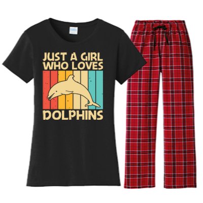 Cool Dolphin Design For Ocean Animal Dolphin Lover Women's Flannel Pajama Set