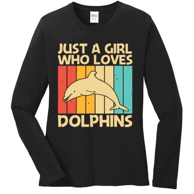 Cool Dolphin Design For Ocean Animal Dolphin Lover Ladies Long Sleeve Shirt