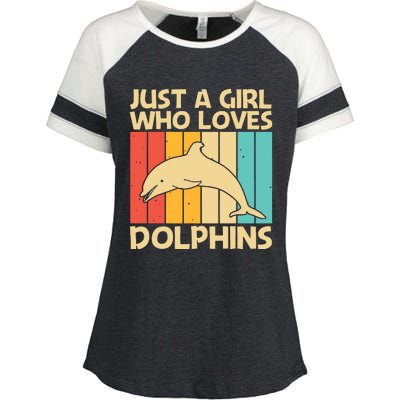 Cool Dolphin Design For Ocean Animal Dolphin Lover Enza Ladies Jersey Colorblock Tee