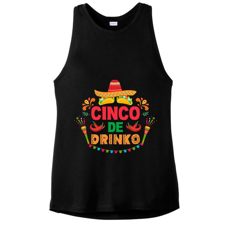 Cinco De Drinko Celebration Gift Ladies PosiCharge Tri-Blend Wicking Tank