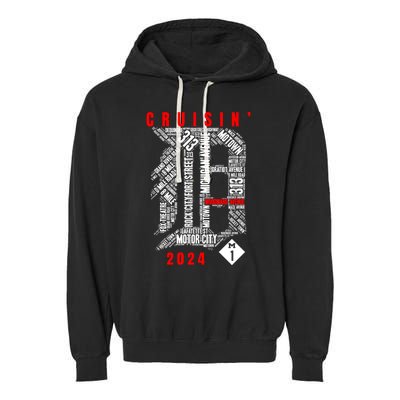 Cruisin Detroit D Woodward Avenue Ave 2024 M1 Garment-Dyed Fleece Hoodie