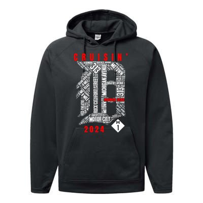 Cruisin Detroit D Woodward Avenue Ave 2024 M1 Performance Fleece Hoodie