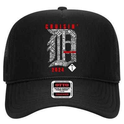 Cruisin Detroit D Woodward Avenue Ave 2024 M1 High Crown Mesh Back Trucker Hat