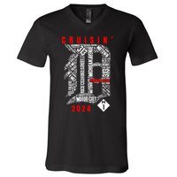 Cruisin Detroit D Woodward Avenue Ave 2024 M1 V-Neck T-Shirt