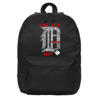Cruisin Detroit D Woodward Avenue Ave 2024 M1 16 in Basic Backpack
