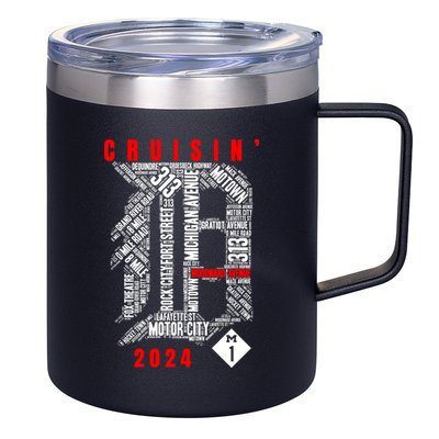 Cruisin Detroit D Woodward Avenue Ave 2024 M1 12oz Stainless Steel Coffee Mug