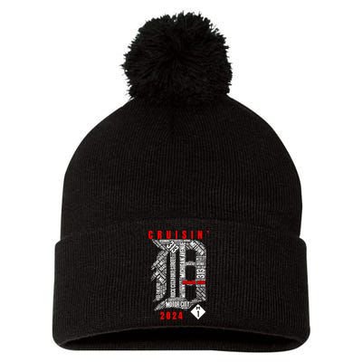 Cruisin Detroit D Woodward Avenue Ave 2024 M1 Pom Pom 12in Knit Beanie