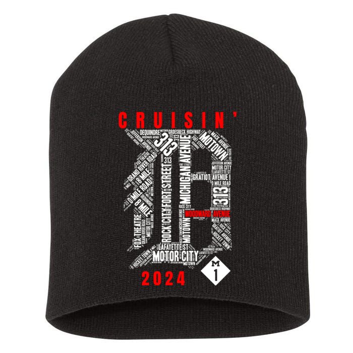 Cruisin Detroit D Woodward Avenue Ave 2024 M1 Short Acrylic Beanie