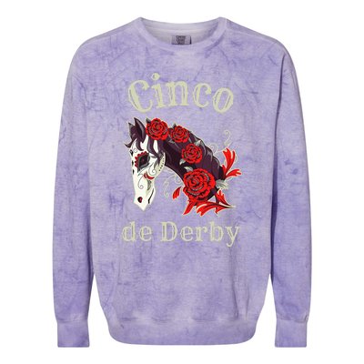 Cinco de Derby Horse Racing Colorblast Crewneck Sweatshirt