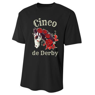 Cinco de Derby Horse Racing Performance Sprint T-Shirt